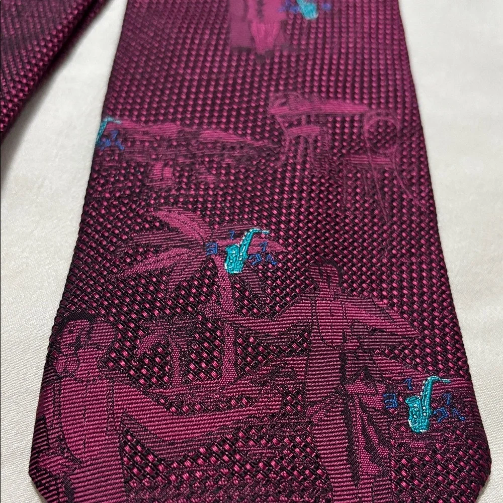Boss Burgundy and Teal Patterned Tie - Picture 4 of 6